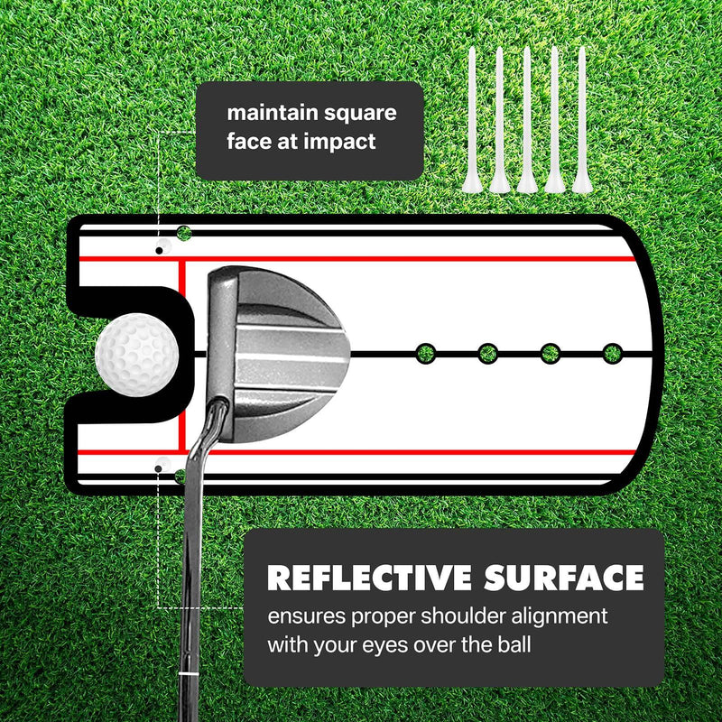 HEYOMART Golf Putting Alignment Mirror, Portable Practice Putting Trainer, Training Aid Trainer Eye Line Practice Your Putting Alignment Tool, Swing Training Aids 12 x 6 inch