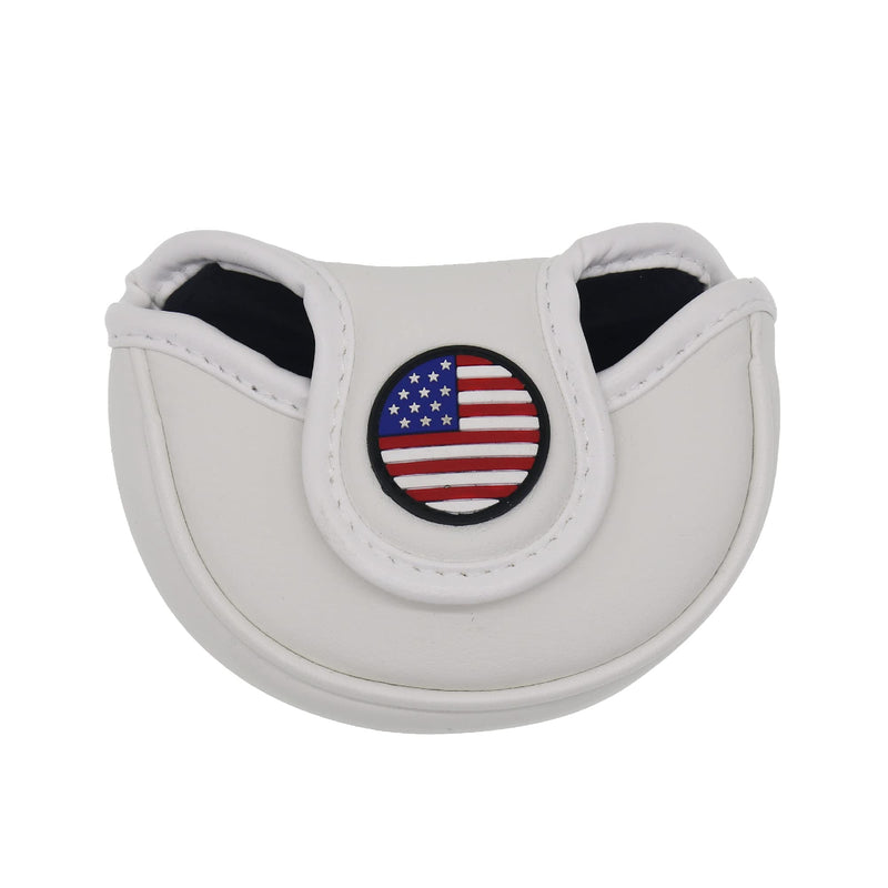 Pebble Beach Magnetic Closure Golf Small Mallet Shaped Putter Cover for Scotty Cameron (White)