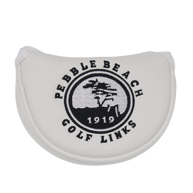 Pebble Beach Magnetic Closure Golf Small Mallet Shaped Putter Cover for Scotty Cameron (White)