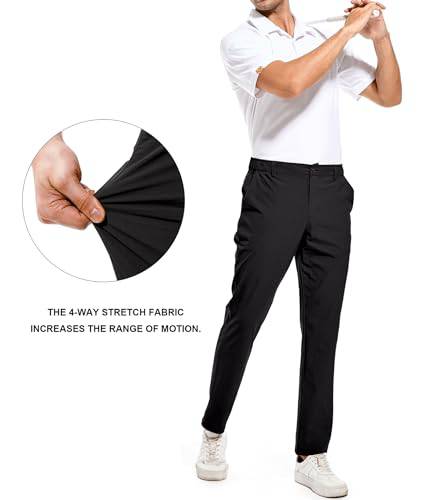 Holure Men's Golf Trousers Waterproof Straight-Fit Golf Pants Lightweight Stretch Outdoor Pants with Pockets Casual Pants