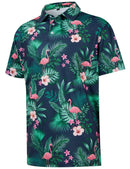 iCKER Mens Short Sleeve Polo Shirts Golf Printed Polo Shirt for Men Casual Elastic T-Shirt Soft Tee Polo Tops,Blue