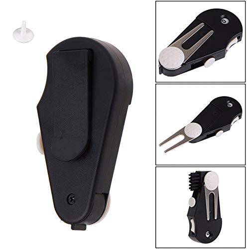 IKAAR Golf Divot Tool Foldable Golf Divot Repair Tool Multi-Function Portable Golf Repair Tool Golf Accessories for Men Black