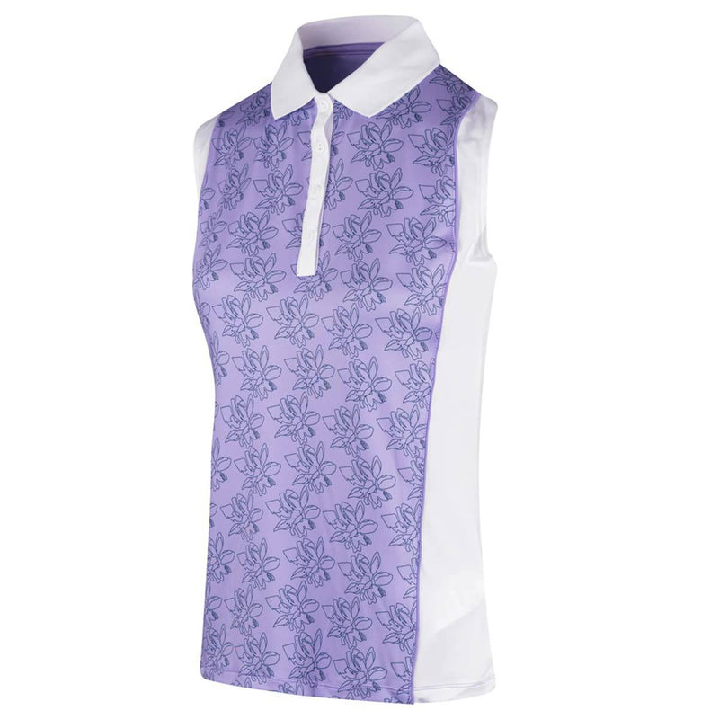 Island GREEN Womens Freesia Print Polo Shirt - Lavender/White