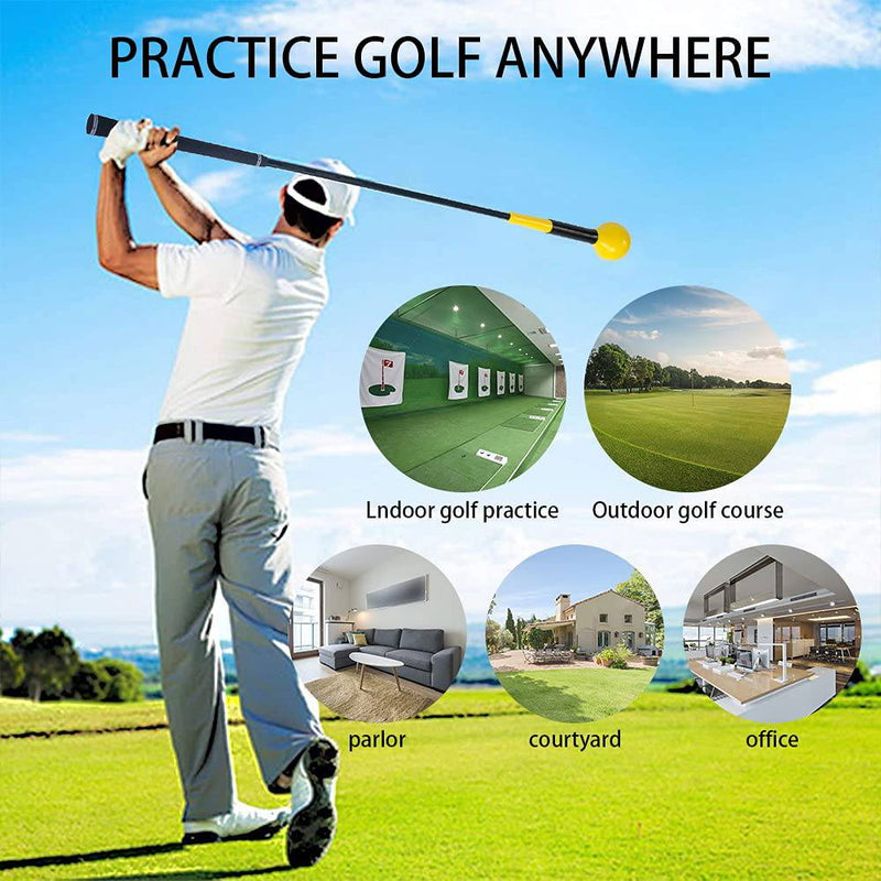 JARAGAR Golf Swing Trainer, Power Flex Golf Swing Training Aid for Improved Tempo Rhythm Balance and Strength, 48 Inches Yellow Golf Training Aids Warm-Up Stick Indoor Practice Accessories