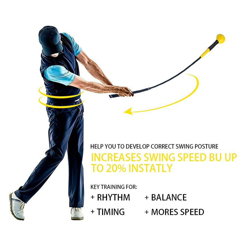 JARAGAR Golf Swing Trainer, Power Flex Golf Swing Training Aid for Improved Tempo Rhythm Balance and Strength, 48 Inches Yellow Golf Training Aids Warm-Up Stick Indoor Practice Accessories