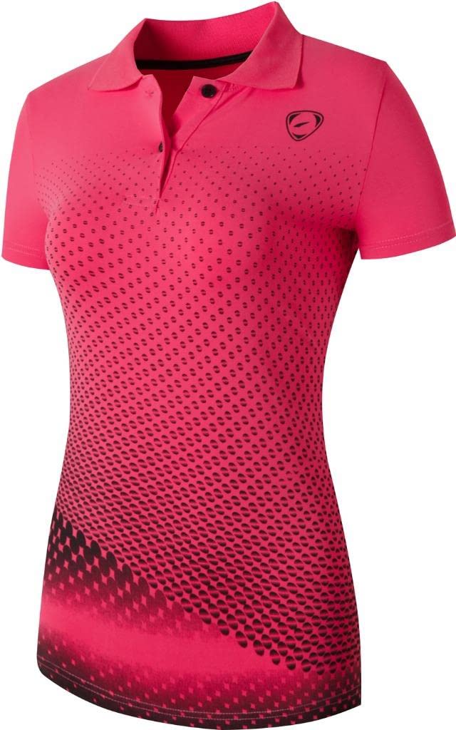 jeansian Women's Sports Breathable Short Sleeve Polo T-Shirts Tee SWT251 Rosered