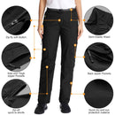 Jessie Kidden Walking Trousers Women Cargo Pants Waterproof Summer Lightweight Quick Dry Convertible Stretch Outdoor Casual UPF 50 Zip Off Capri, Black