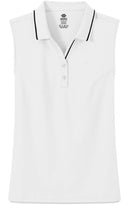 JINSHI Women's Sleeveless Top Lady-Fit Polo Shirts Premium Cotton Golf Tennis Gym Athletic Tee Shirts White