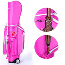 JUNZ Golf Trolley Bag with Wheels,Golf Cart Bag for Women,Lightweight Golf Club Carrying Bag,5-Way Divider,Pink