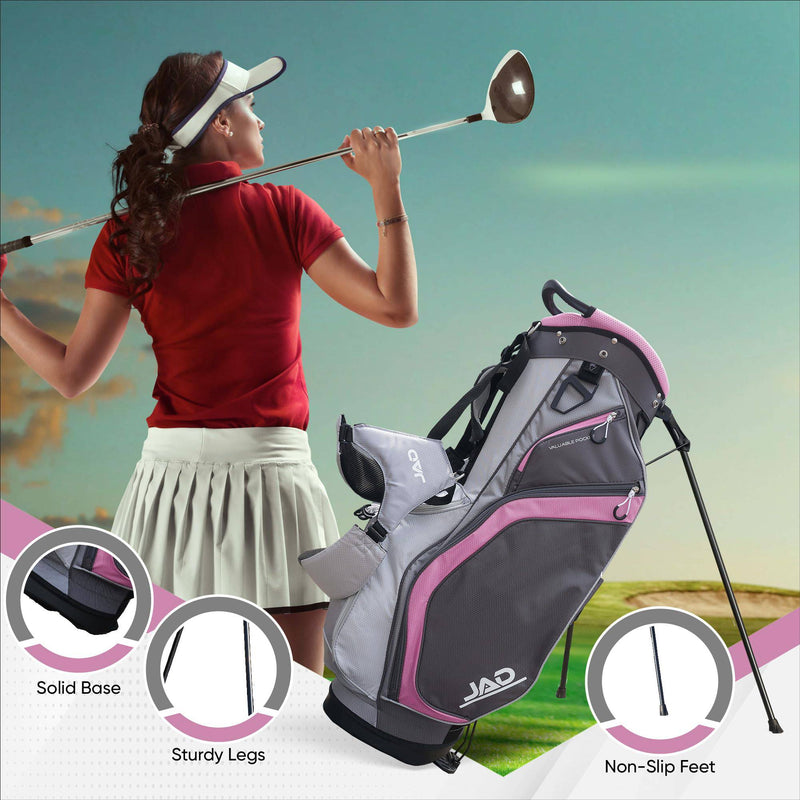 Golf Stand Bag - Premium Everyday Women's Golf Stand Bag for Women and Ladies, 14-Way Top Dividers, Ultra Lightweight, Easy for Carrying, Durable Water Resistant Womens Golf Bag (Pink/Grey)