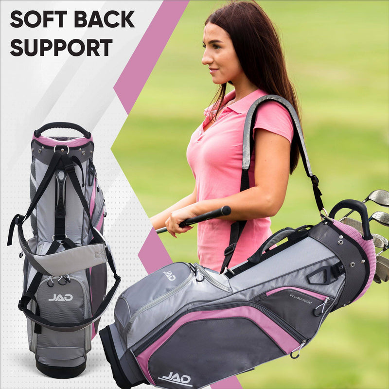 Golf Stand Bag - Premium Everyday Women's Golf Stand Bag for Women and Ladies, 14-Way Top Dividers, Ultra Lightweight, Easy for Carrying, Durable Water Resistant Womens Golf Bag (Pink/Grey)