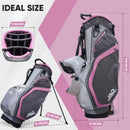 Golf Stand Bag - Premium Everyday Women's Golf Stand Bag for Women and Ladies, 14-Way Top Dividers, Ultra Lightweight, Easy for Carrying, Durable Water Resistant Womens Golf Bag (Pink/Grey)
