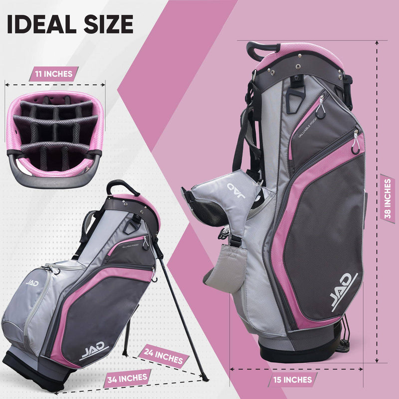 Golf Stand Bag - Premium Everyday Women's Golf Stand Bag for Women and Ladies, 14-Way Top Dividers, Ultra Lightweight, Easy for Carrying, Durable Water Resistant Womens Golf Bag (Pink/Grey)