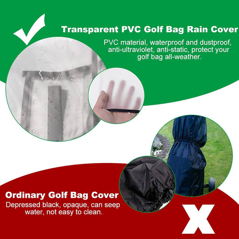 KBNIAN Golf Bag Rain Cover, PVC Trolley Rain cover Rain Hood Waterproof Windproof Translucent PVC Golf Cart Travel Bag Rain Hood Portable Golf Rain Hood for Golf Bags Push Carts