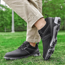 KESCOO Waterproof Golf Shoes Men Professional Spiked Golf Footwear Lightweight Outdoor Comfortable Golf Training Sneakers, Black