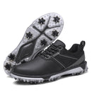 KESCOO Waterproof Golf Shoes Men Professional Spiked Golf Footwear Lightweight Outdoor Comfortable Golf Training Sneakers, Black