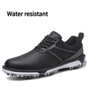 KESCOO Waterproof Golf Shoes Men Professional Spiked Golf Footwear Lightweight Outdoor Comfortable Golf Training Sneakers, Black