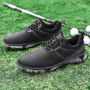 KESCOO Waterproof Golf Shoes Men Professional Spiked Golf Footwear Lightweight Outdoor Comfortable Golf Training Sneakers, Black