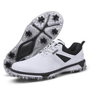 Men’s Waterproof White Golf Shoes with Spikes by KESCOO