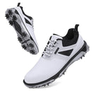 Men’s Waterproof White Golf Shoes with Spikes by KESCOO