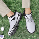 Men’s Waterproof White Golf Shoes with Spikes by KESCOO