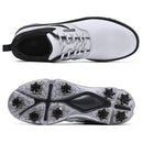 Men’s Waterproof White Golf Shoes with Spikes by KESCOO