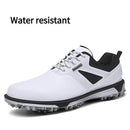 Men’s Waterproof White Golf Shoes with Spikes by KESCOO