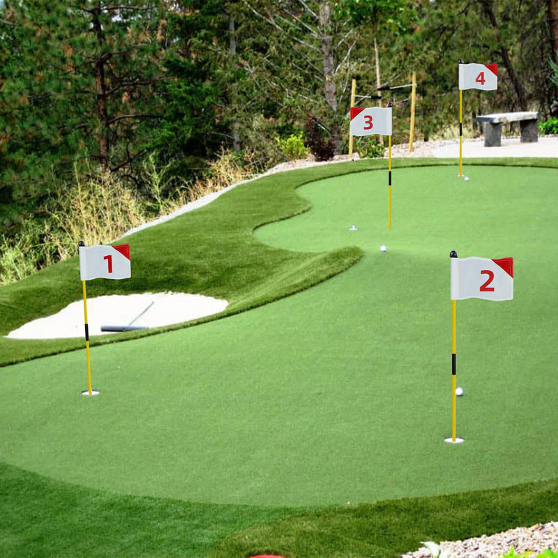 KOFULL Putting Green Flags, Golf Flagstick, 3ft Golf Flag Hole Cup Set, Dual-Layer 420D Nylon, Double Sided Number Printing, Portable 2-Section Design, Gifts for Golfer