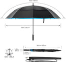 KOLER Golf Umbrella 62 Inch, UV Sun Protection Large Umbrellas Double Vented Canopy Auto Open, Windproof & Rainproof & Sunproof Extra Oversize Golf Stick Umbrella for Men and Women - Black/Blue