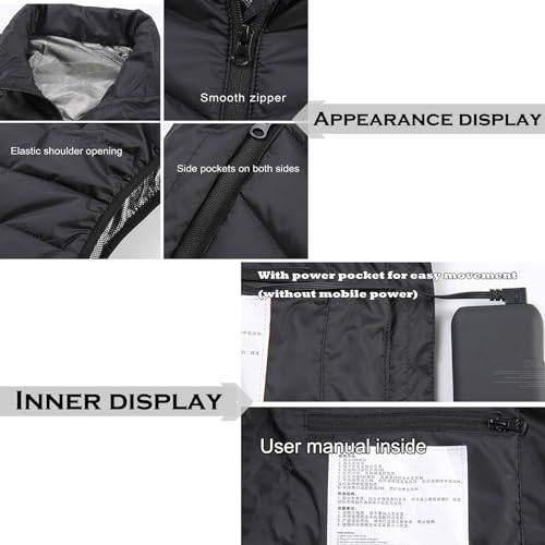 KUIH Heated Vests for Men and Women Warm Lightweight Heated Gilet USB Body Warmer Washable Heated Waistcoat Golf