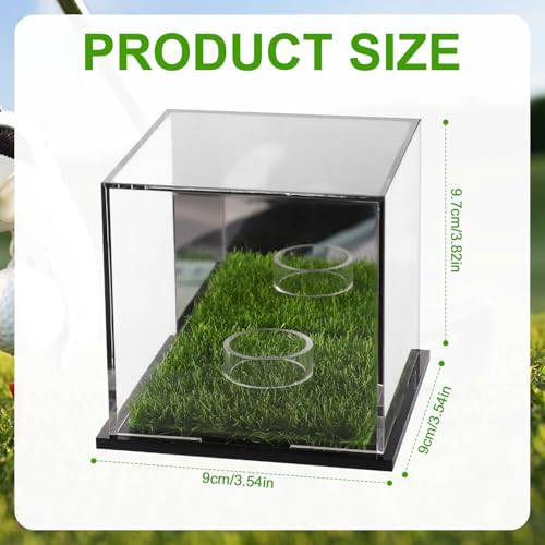 Golf Ball Display Case Single, 3.82x3.54x3.54in Golf Ball Square Display Case Small Golf Ball Case Holder Souvenir Case Stand Hole-In-One Acrylic Golf Ball Display Case for Golf Memorabilia