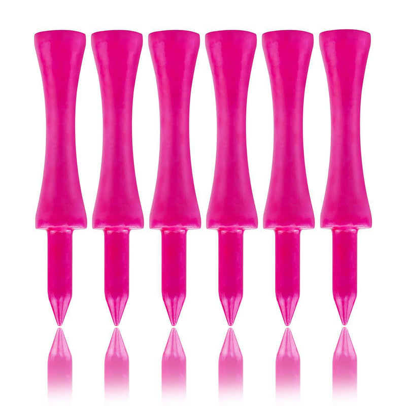 LIKOSO Bamboo Golf Tees Pink 60MM Pack of 100 Non Plastic Long Castle Golf Tees Biodegradable Sustainable