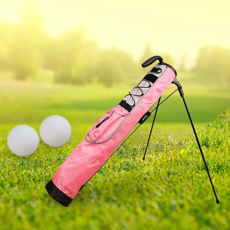 LOVIVER Golf Club Carry Bag Golf Stand Carry Bag Waterproof with Bracket Training Case Golf Stand Bag Golf Bag for Men Women Golf Accessories, pink