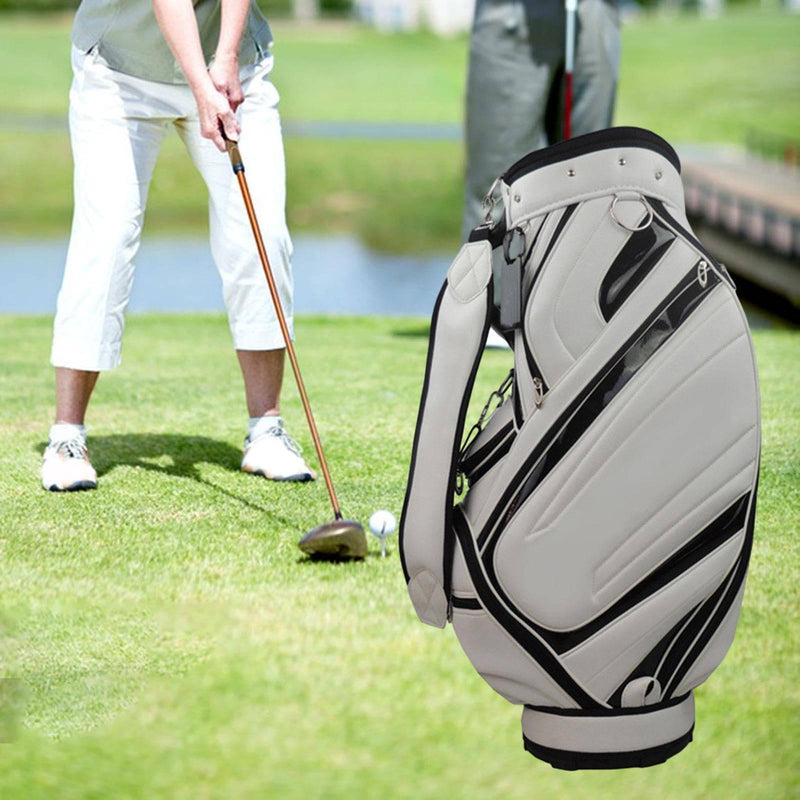 LOVIVER Golf Travel Bag Golf Club Bag PU Leather Zippered Pockets Golf Cart Bag Golf Bag for Golf Supplies Driving Range Golfer Gift, White