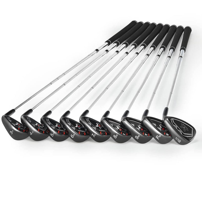 MAZEL Golf Iron 3,4, 5, 6, 7, 8, 9, Picthing Wedge,Sand Wedge,Golf Iron Club Set of 9, Steel Shaft for Right Handed Golfers