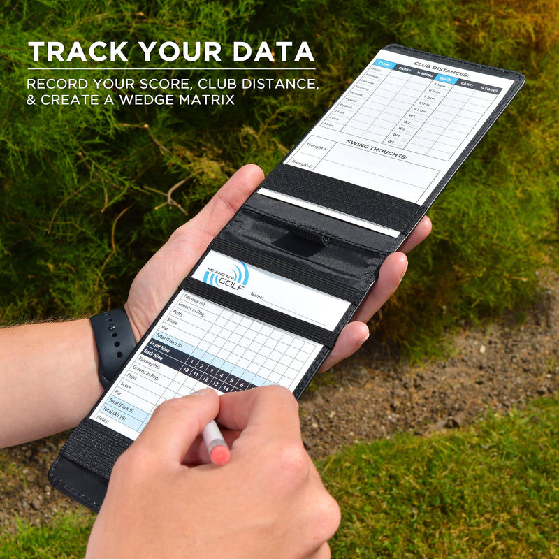 ME AND MY GOLF Premium Scorecard Holder and Stat Sheet with Unlimited Printable Sheets - Includes Instructional Training Videos, Black