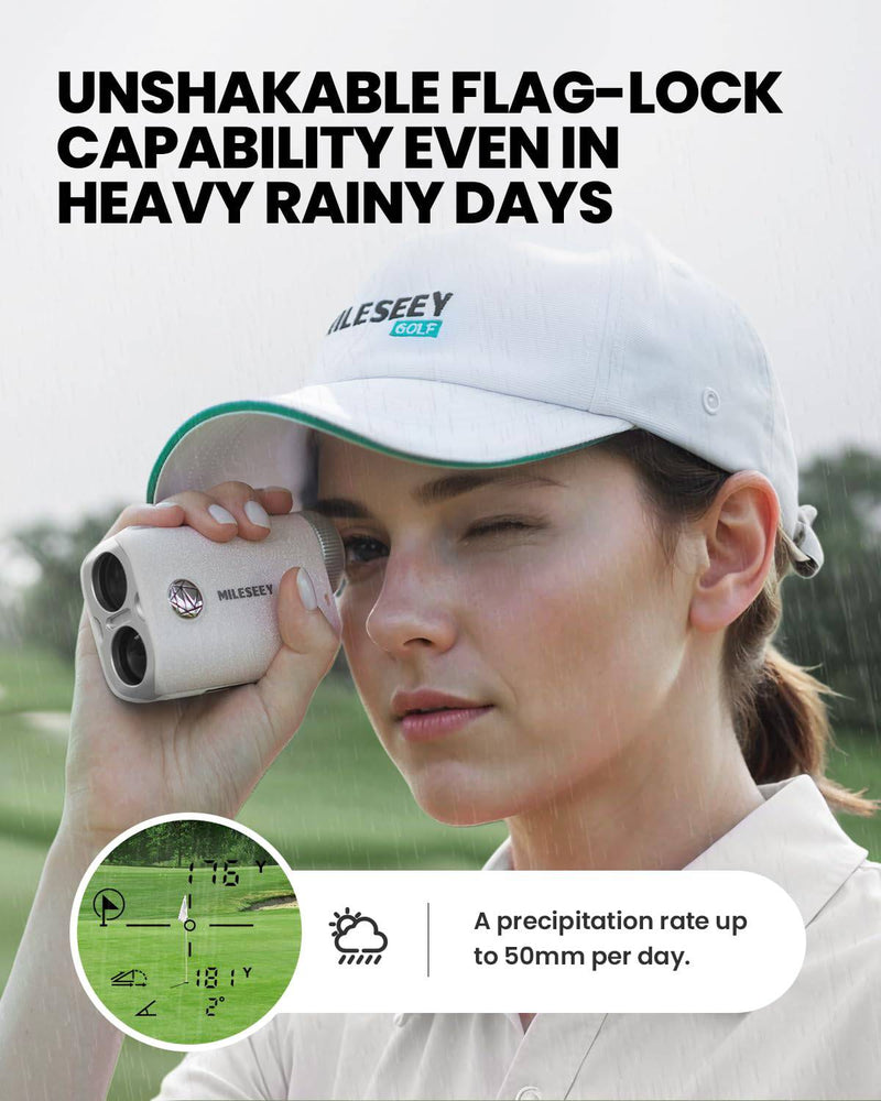 MiLESEEY PF1 All-weather Golf Range Finder, Pocket 1100 Yards Golf Rangefinder with Slope on/Off, 7.5° Wide Field of View, 0.1s Flag Lock Pulse Vibration, IP65 Waterproof, Scan Measurement