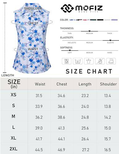 MoFiz Women's Golf Sleeveless Polo Shirts Lady-fit Moisture Wicking Tennis Sports Shirts Tops Black