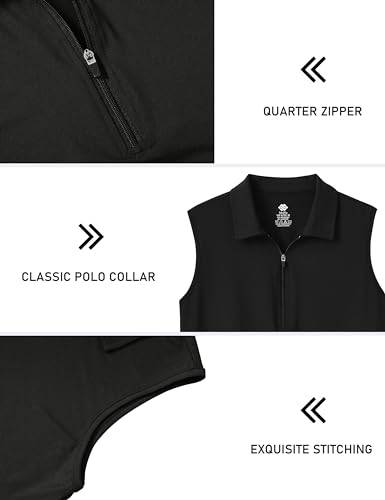 MoFiz Women's Golf Sleeveless Polo Shirts Lady-fit Moisture Wicking Tennis Sports Shirts Tops Black