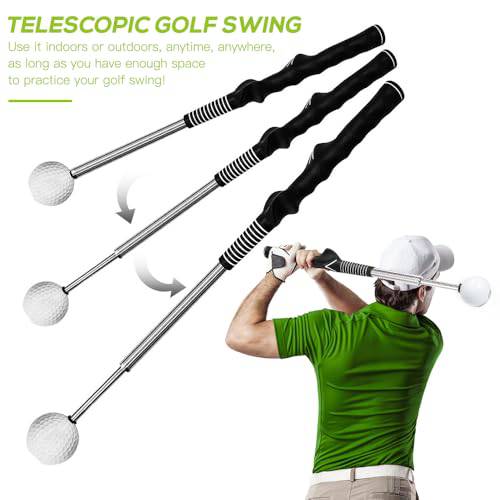 NAVESO Retractable Golf Training Aid, Golf Training Aids, Golf Grip Training Aid, Golf Swing Training Aid, Golf Alignment Sticks, Golf Swing Trainer for Tempo Grip Strength Practice Stick