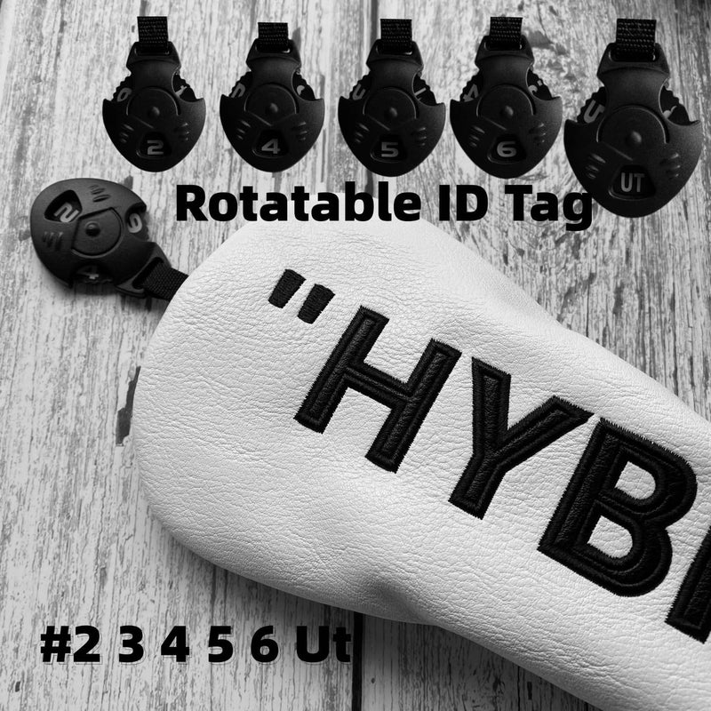 Golf Club Headcovers Rescue Hybrid Headcover Head Cover - Premium Leather Golf Headcovers for Hybrids White with Black Hybrid Cover Golf Gifts for Men Golfer (1pc Hybrid)