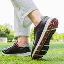 Mens Golf Shoes with Spiked Wide Fitting Leather Waterproof Golf Sneakers Anti-Slip Casual Big Size,Black B