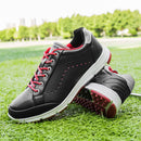 Mens Golf Shoes with Spiked Wide Fitting Leather Waterproof Golf Sneakers Anti-Slip Casual Big Size,Black B