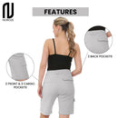 NOROZE Women's Stretch Cargo Shorts - Ladies Turned Hem Bengaline Combat Pants Chino Capri Regular Fit Above The Knee Bermuda Summer Crops Stone