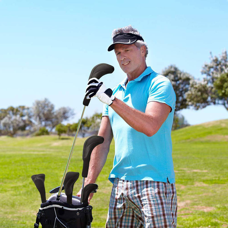 Number-one Golf Club Head Covers for Fairway Woods Driver Hybrids, 3Pcs Long Neck Mesh Golf Club Headcovers Set with Interchangeable No. Tags 3 4 5 6 7 X (Black)