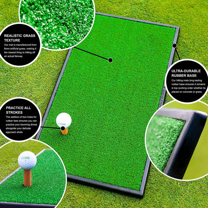 Net World Sports FORB Launch Pad Golf Practice Mat (Fairway) (60cm x 30cm) – Mini Golf Mat Creates Realistic Fairway For Practise & Protects Your Lawn