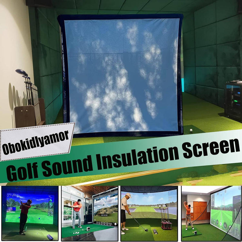 Obokidly Golf Simulator Impact Screens Installed on Golf Hitting Net - 10' Simulator Impact Display Projection Screen Cloth with 10pcs Grommet Ropes for Outdoor/Indoor (10"-With Two Sandbags)