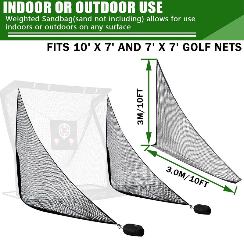 Obokidlyamor 2PCS Shank Net Golf with Two Sandbags+Golf Screen Bag+10pcs Grommet Ropes for Golf Hitting Nets Frame Simulator Impact Screen Sand Bags Side Net (2 PCS Shank Nets)