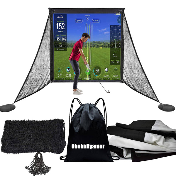 Obokidlyamor Golf Simulator Impact Screens+ Shake Netting Net One Frame- Sim Ball Simulator Impact Display Projection Screen with 10pcs Grommet Ropes (10" Size, Impact Screen+Shank Net)