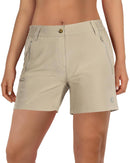Outdoor Ventures Women's Quick Dry Shorts UPF 50+ Lightweight Shorts, Ladies Stretch Sports for Golf Brown